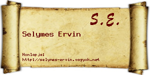 Selymes Ervin névjegykártya